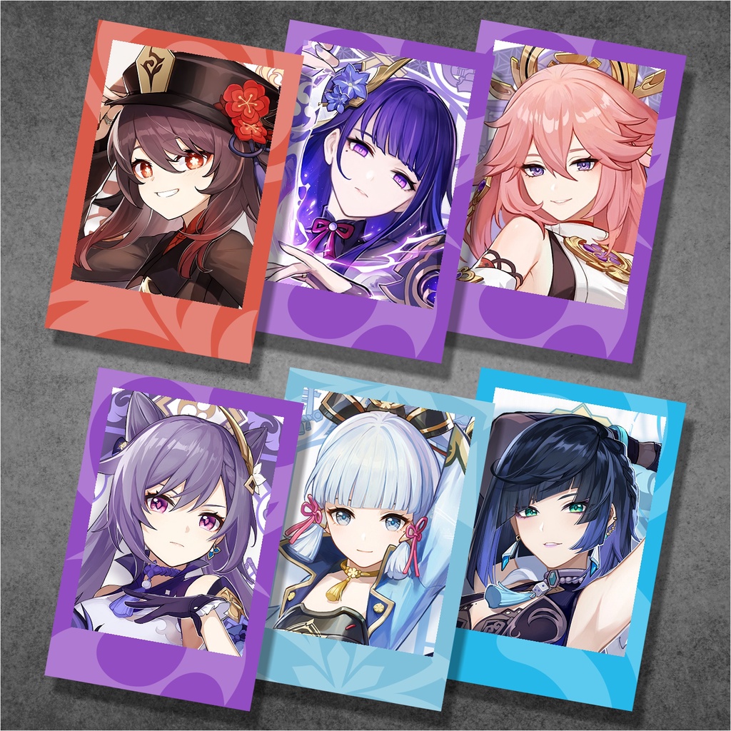 Koleksi Polaroid Anime Game Genshin Impact A1 - Warna - Ayaka Diluc Eula Ganyu HuTao Jean Kazuha Keqing Klee Kokomi Nahida Nilou Shogun Tartaglia Venti Xiao Yae Miko Yomiya Zhongli