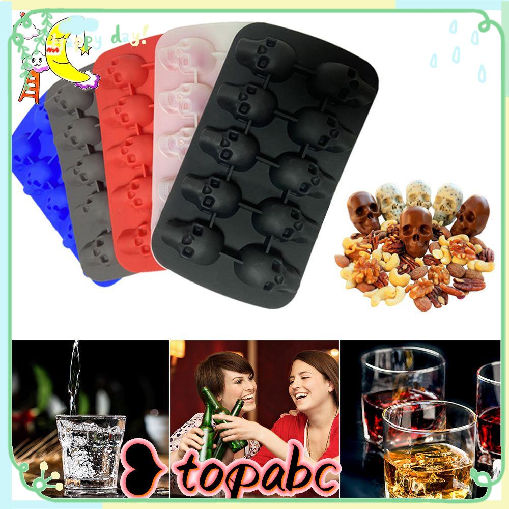 Top 3D10 Grid Skull Cetakan Coklat Whiskey Cocktail Halloween Lce Maker