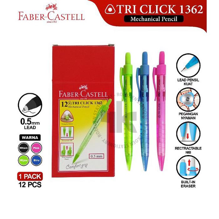 

Faber Castell Pensil Mekanik 0.5mm Tri Click 13620012 WY