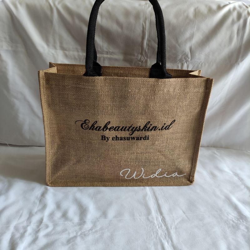 MEDIUM 40x15x30 TAS GONI RESLETING Tas Goni Laminasi Jute Bag / Tote Bag / Tas Goni