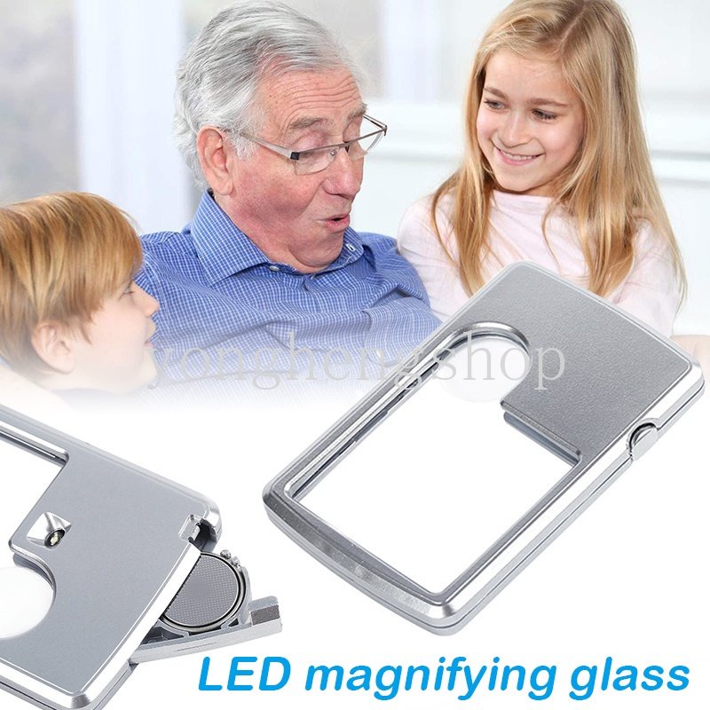 3x 6X Mini Card Type LED Magnifier Untuk Lansia Loupe Genggam Dengan Kulit Case Kaca Pembesar Baca Portabel Ultra-Tipis Dengan Lampu LED