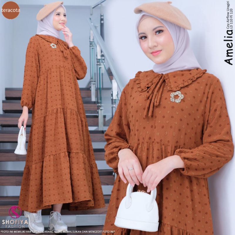 AMELIA, PUNGKY Midi Series Dress Ori by Shofiya Fashion