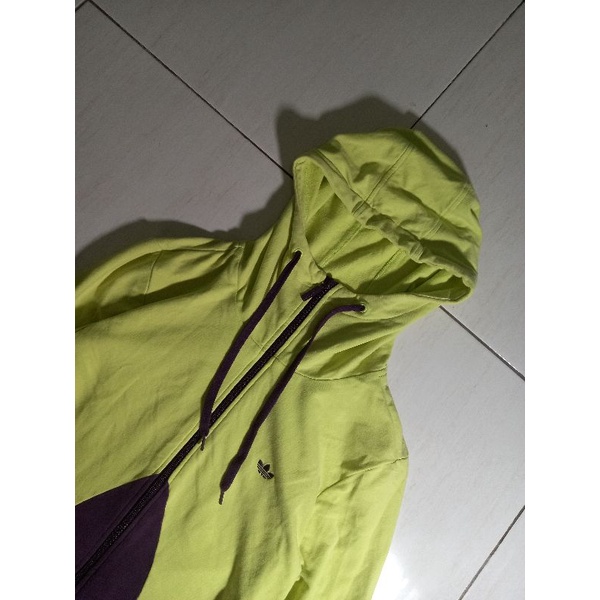 Hoodie Adidas Trefoil Big Logo Logo Besar Kecil Bordir Warna Jarang Langka Hijau Neon Embos Kancing