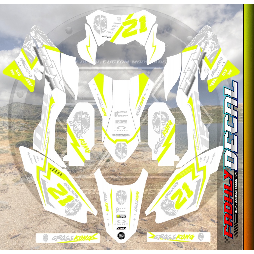 Decal Dekal Sticker Dtracker Kuning Stabilo Putih Elegan Keren Stiker Fullbody