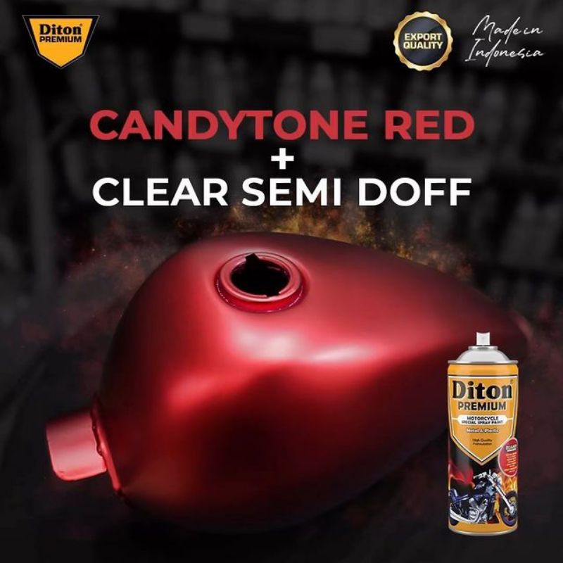 Pilok Merah Candy Semi Doff Paket 5Klg Diton Premium Cat Semprot Sepeda Motor Mobil Velg Rangka Helm