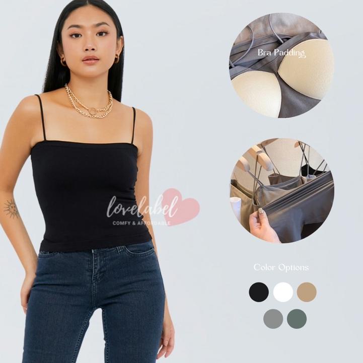 Terpercaya Sandy Bralette Square Tanktop Bra Tali Tipis Spaghetti Tank Top Kotak