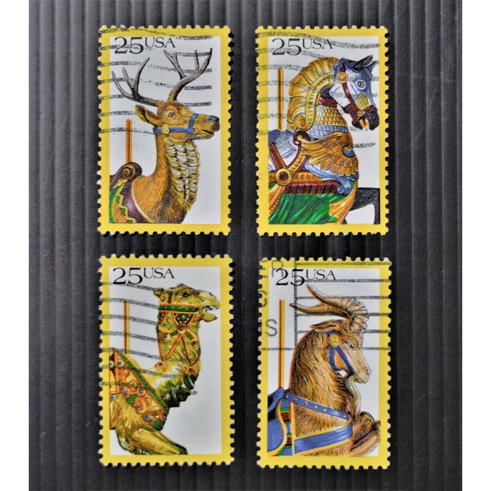 

✨NEW✨ - PERANGKO AMERIKA 1988 - CAROUSEL ANIMALS - USED
