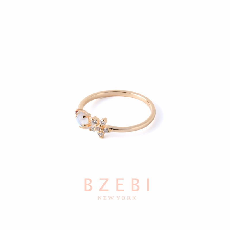 Bzebi Cincin Emas Berlian 18k Cincin Terbuka Dapat Disesuaikan Anti Karat Gaya Korea Aksesoris Fashion Wanita Aksesoris Harian Perhiasan Premium Hadiah Ultah Dengan Box 29r