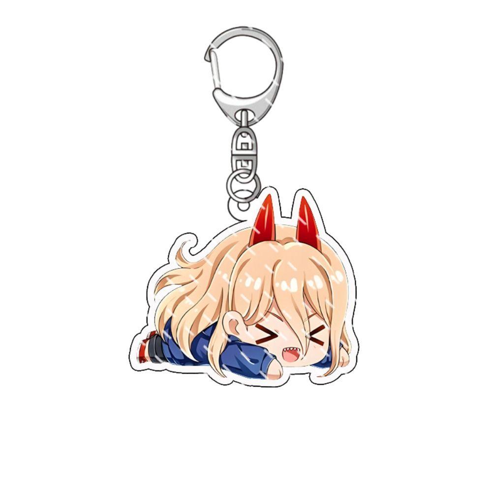 QUINTON Gantungan Kunci Chainsaw Man Koleksi Warna Warni Dekorasi Gantung Denji Pochita Makima Power Tempat Kunci Mobil Angka Anime Ornamen Handbag Charms Acrylic Chainsaw Man Keyring