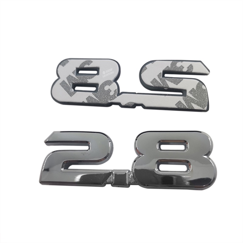 1x ABS Chrome ABS/Hitam 2.8 Nomor Huruf Mobil Auto Emblem Belakang Badge Decal Stiker Pengganti Output Huruf 2.8