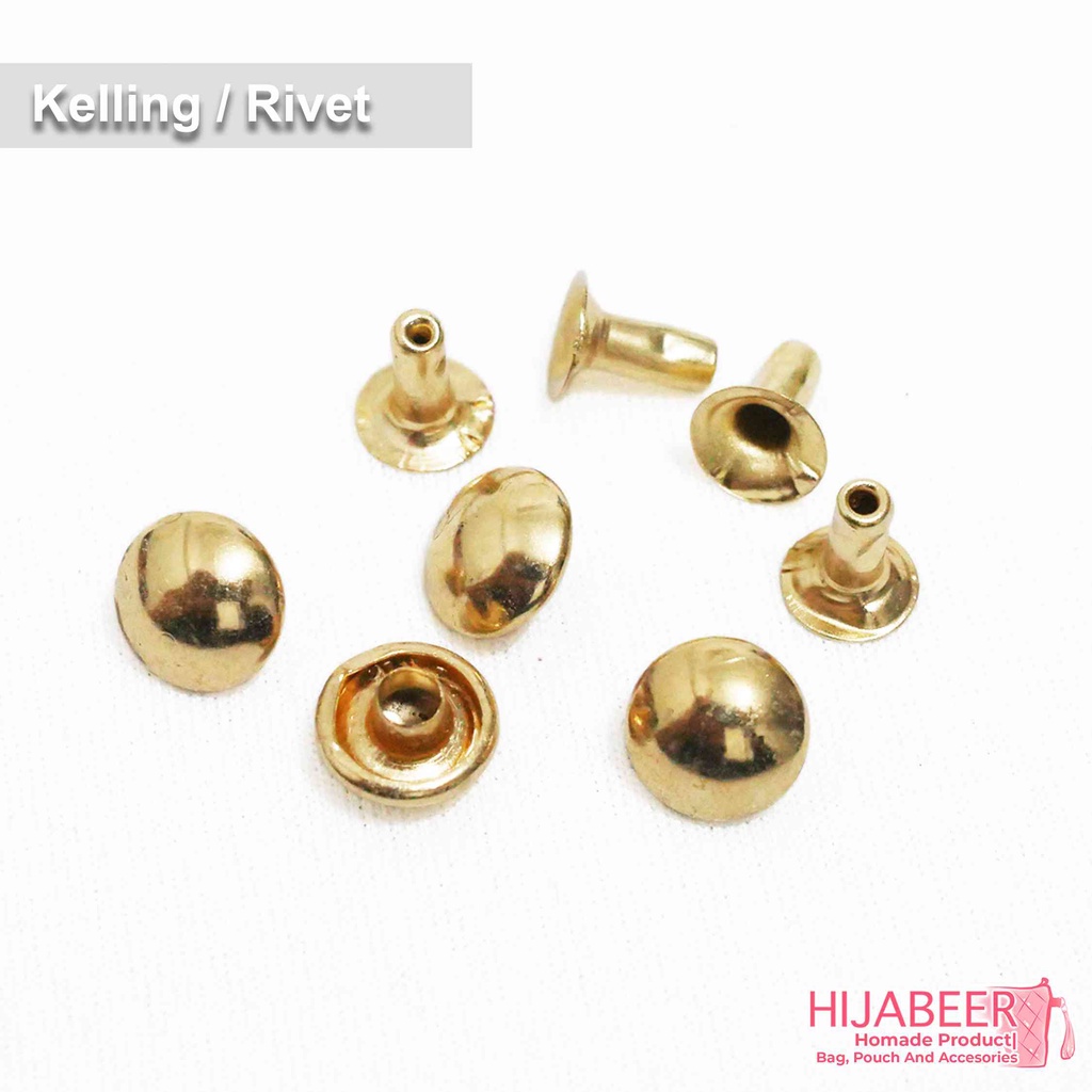 Kelling Rivet Emas 8mm (50pcs) - Aksesoris Tas Hiasan Murah