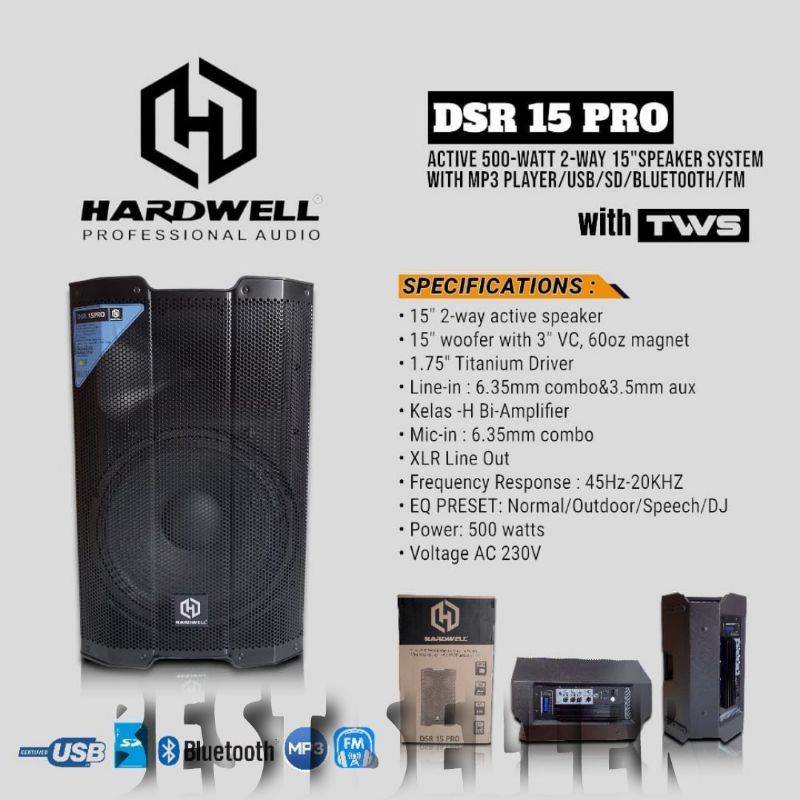 Speaker Aktif Hardwell DSR 15 PRO Original 15 inch Hardwell DSR15PRO