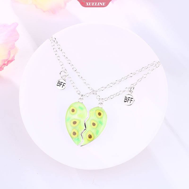 2buah/set Kalung Alpukat Lucu Berbentuk Hati Perempuan magnet Menarik Teman Terbaik BFF Liontin Hari Valentine Pasangan Perhiasan Hadiah [ZXL]