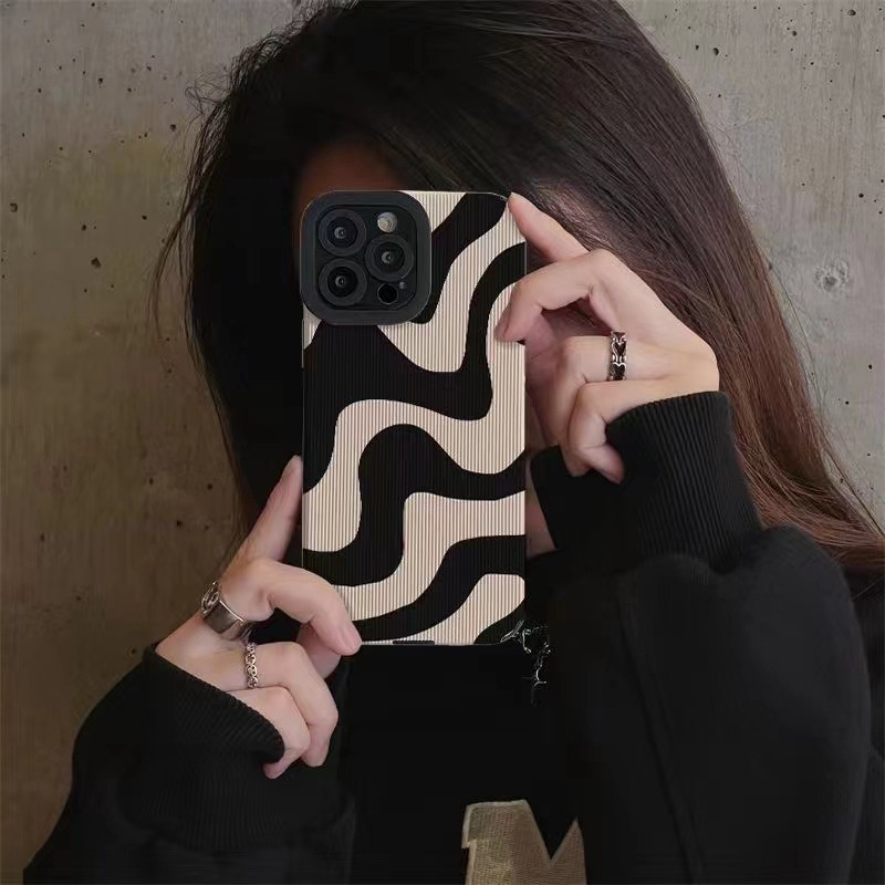 Ins Simple Zebra Stripes Cocok Untuk Iphone14 14pro 14Plus 14prm iPhone 13 13pro 13prm iPhone 11 7Plus 8Plus Xr XS 12 Pro Max Empat Sudut Casing Ponsel Tahan Guncangan