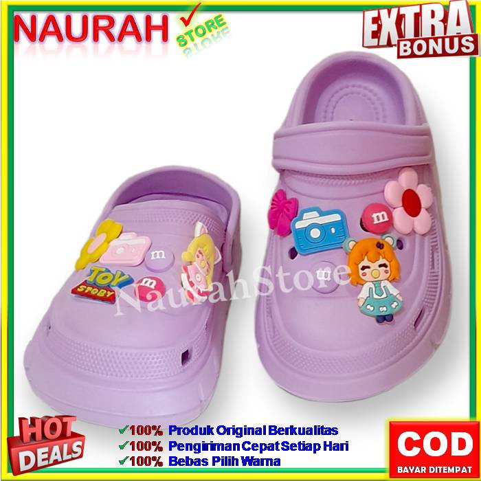 SANDAL ANAK ALINA E2022 A6 SENDAL FUJI VIRAL BAIM 100% ORIGINAL KUALITAS IMPORT SANDAL KODOK SANDAL CROS SANDAL BUAYA JELLY EVA RUBBER ANTI SLIP NYAMAN EMPUK LUCU