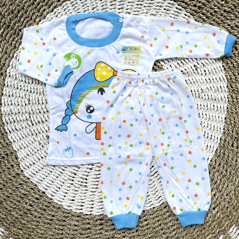 Setelan Baju Bayi Oblong Panjang Baju Piyama Bayi Baju Tidur Bayi Baju Bayi Celana Bayi 3-12bln DNW BABY