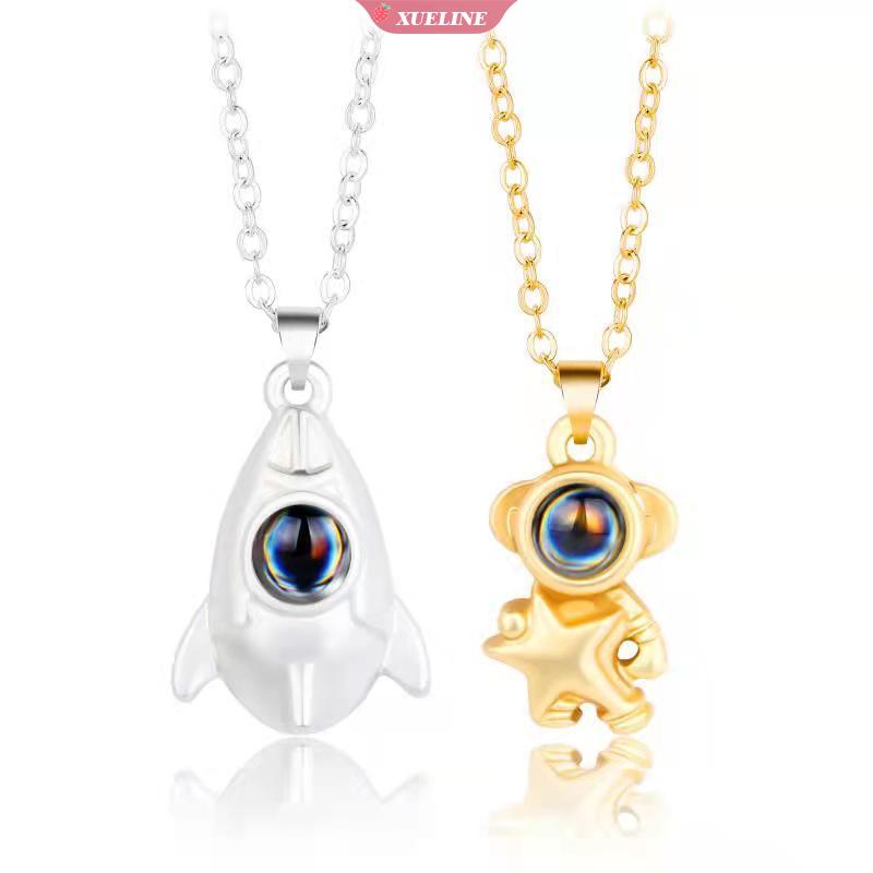 New spaceman rocket couple necklace Sepasang, 100bahasa &quot;I love you&quot; confidant couple necklace Hadiah Hari Valentine [ZXL]