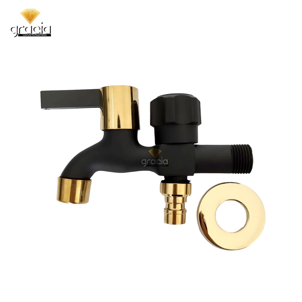 Kran Mesin Cuci Black Gold High Quality Stainless Black Kran Cabang Combo / Kran Double / Kran 1/2 Inch / Kran Kamar mandi / Kran Shower