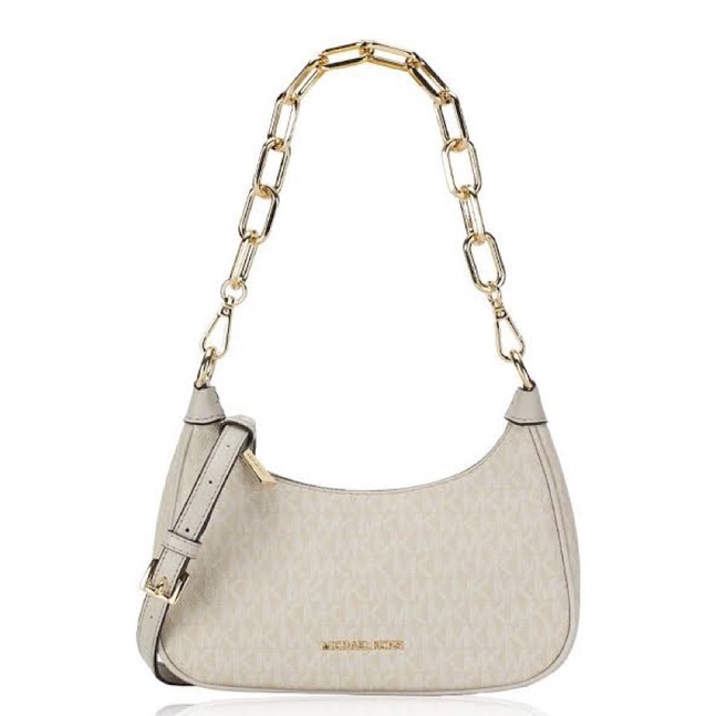 michael kors mk cora medium zip pouchette logo light sand
