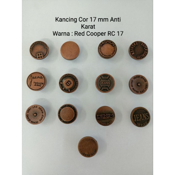 KANCING JEANS 17MM COR ANTI KARAT ISI 500 PCS