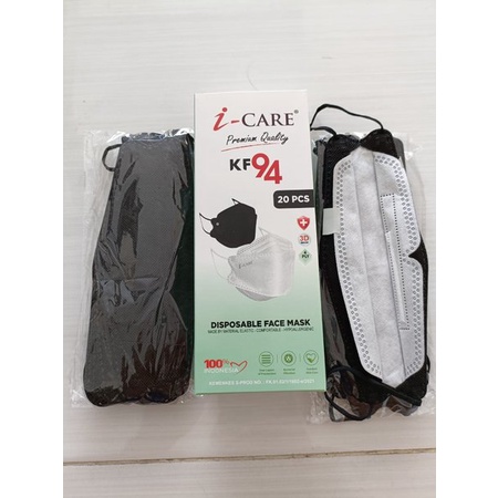 Masker KF94 4ply Polos Box iCare 3D Premium Quality isi 10pc izin Kemenkes