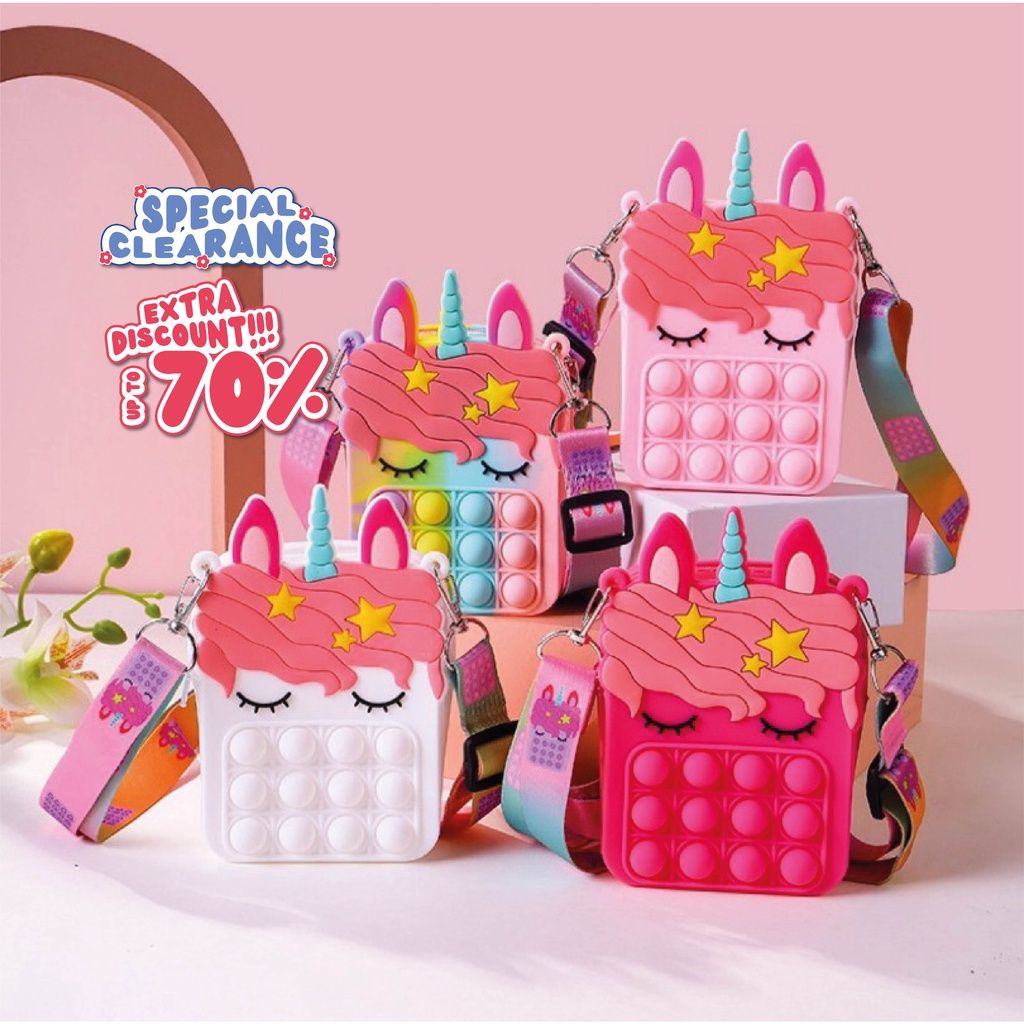UNICORN Tas Selempang Bahu Mini Pop It Slingbag Lucu Wanita Remaja Cute Korean Style By Chikoisme NR