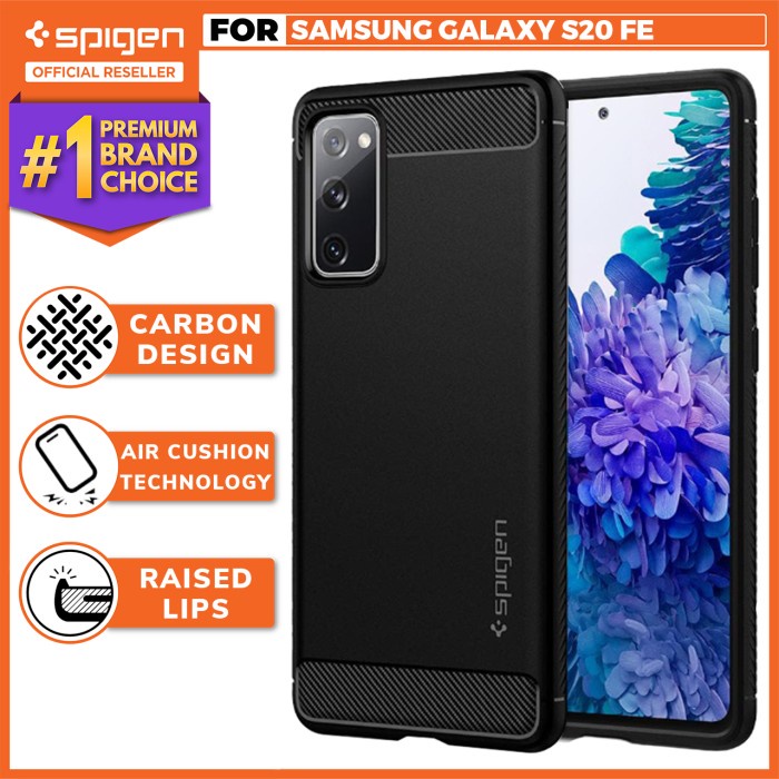Original Case Samsung Galaxy S20 FE Spigen Rugged Armor Softcase Carbon Casing