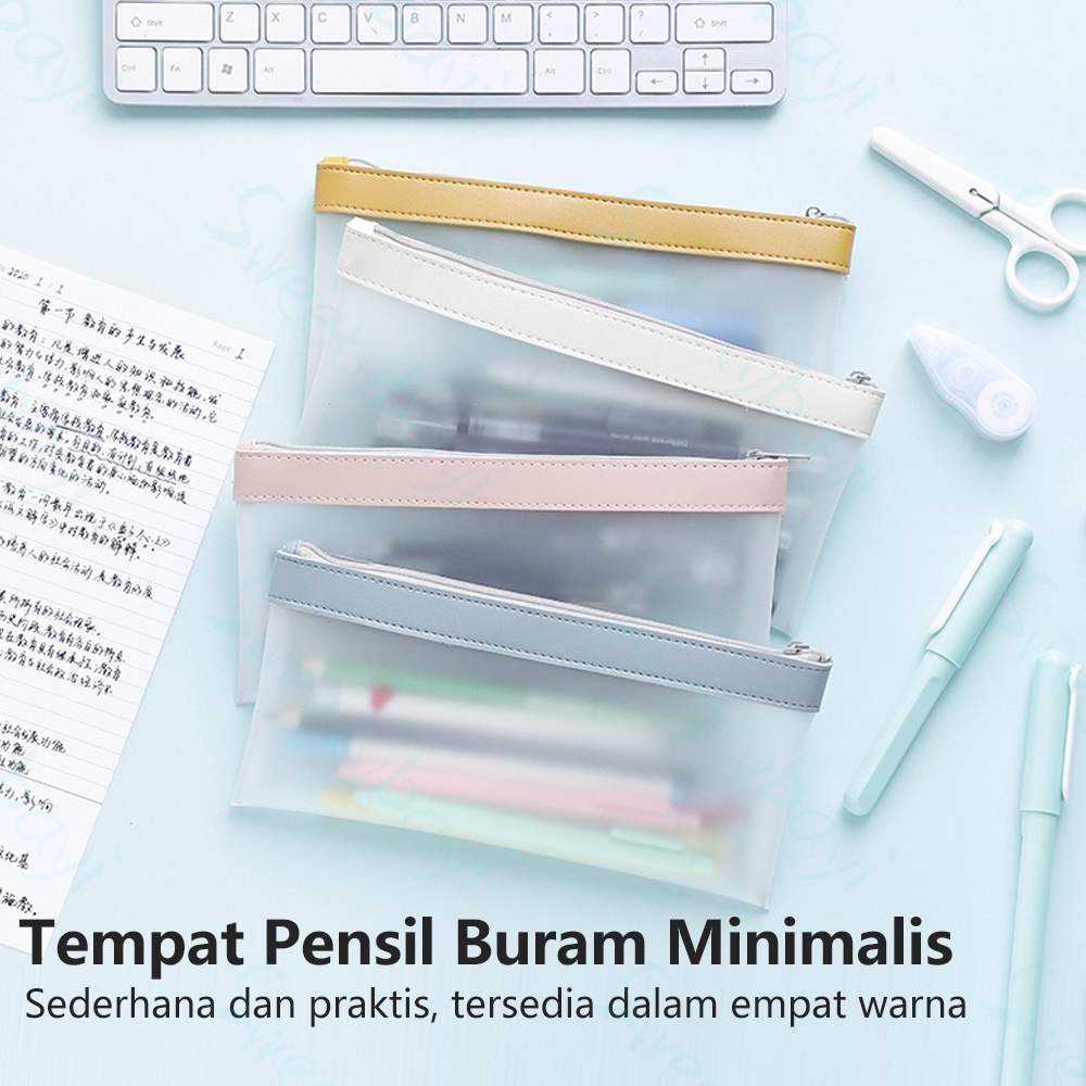Sweetybayi Kotak pensil edge color transparan Kotak alat tulis portable Tas alat tulis