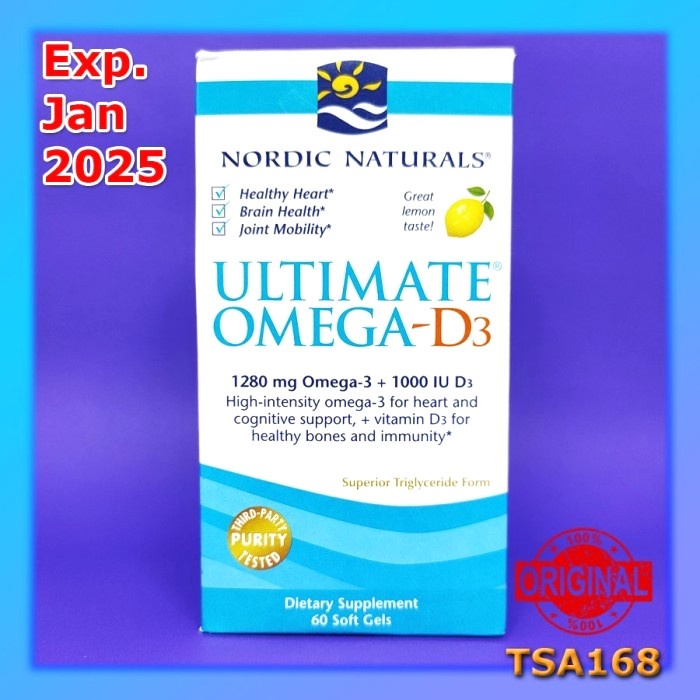 Nordic Naturals Ultimate Omega 1280 mg D3 1000 IU 60 Softgel ORI USA