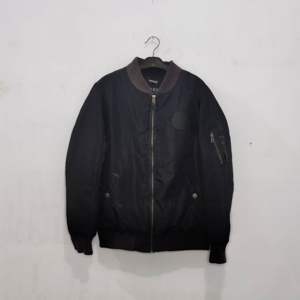 HENUS Black MA1 Bomber Jacket - Jaket MA-1 Hitam Oversized