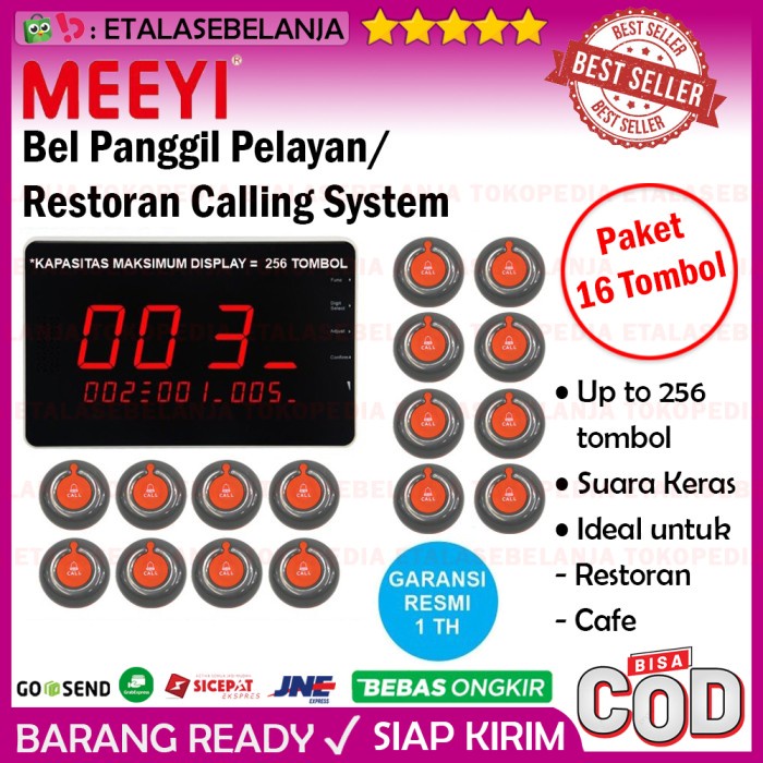 Bel Meja Restoran 1 Display dan 16 Call Button - MEEYI Y-G10-C x Y-V1