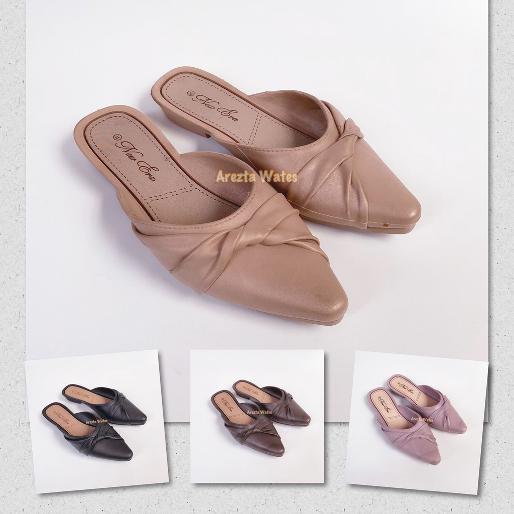 Sandal selop wanita wedges slip on karet new era LB 12037