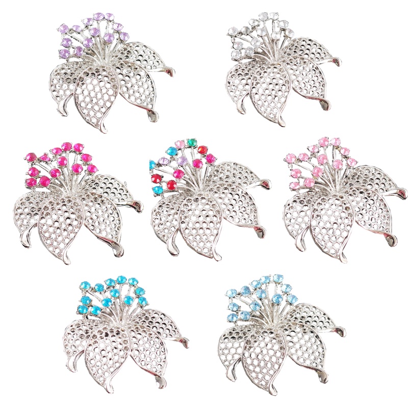 Bros Jilbab Hijab Kepala Kerudung Kebaya Bunga B-116 Brooch Flower Crystal Cantik