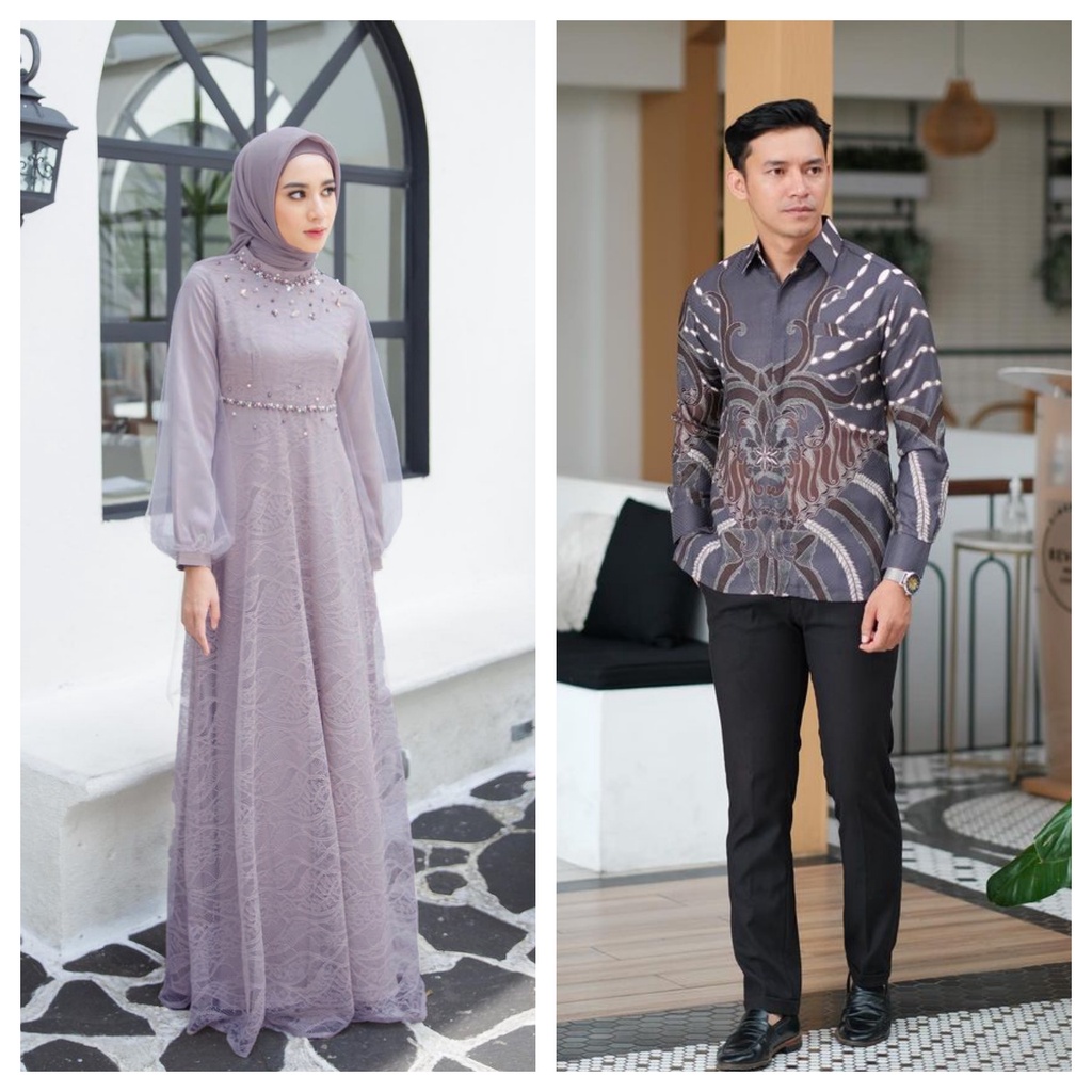 New Arrival - SHOPASHOP SOLO Couple Dress Nadira &amp; Kemeja Batik Lengan Panjang M L XL