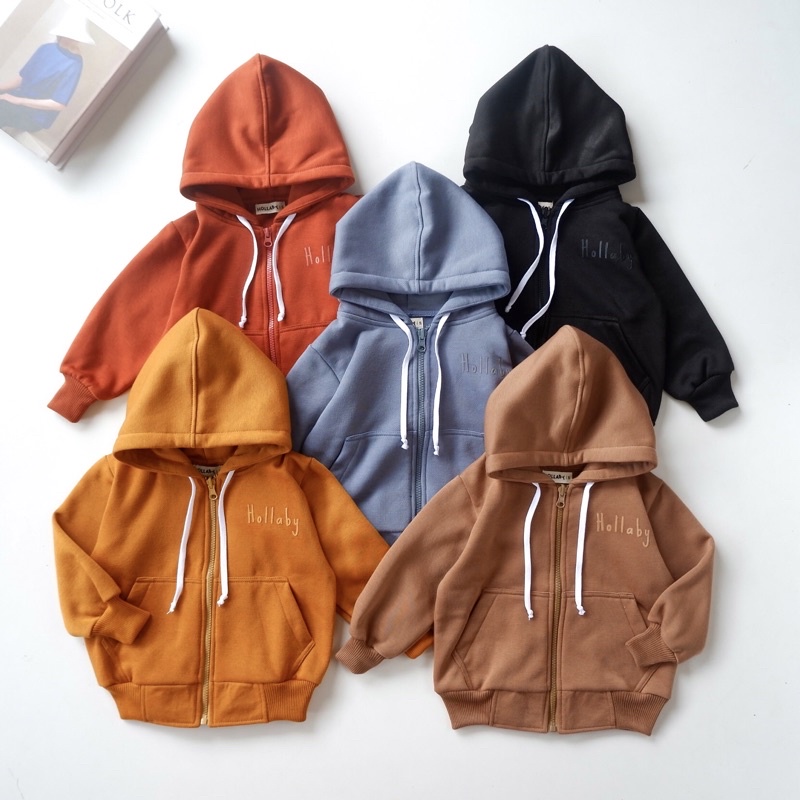 Hodie Zipper Hollaby Jaket Sweeter anak laki laki perempuan unisex hoodie kids baby tebal hangat