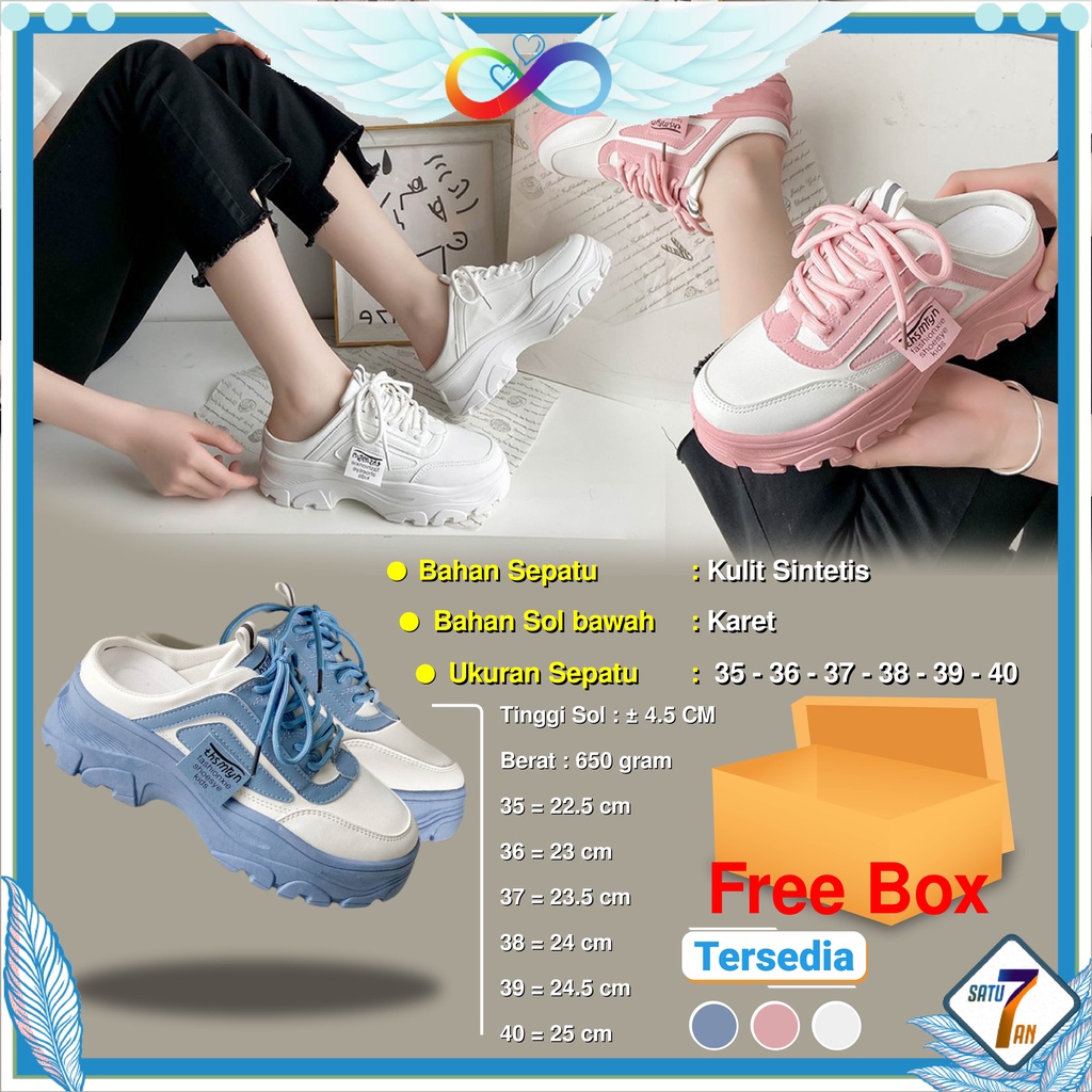 Sepatu Sneakers Wanita Wedges Slip On Fashion Korea Style Shoes Casual Kulit Sintetis Free Box Satu7an SPT-16