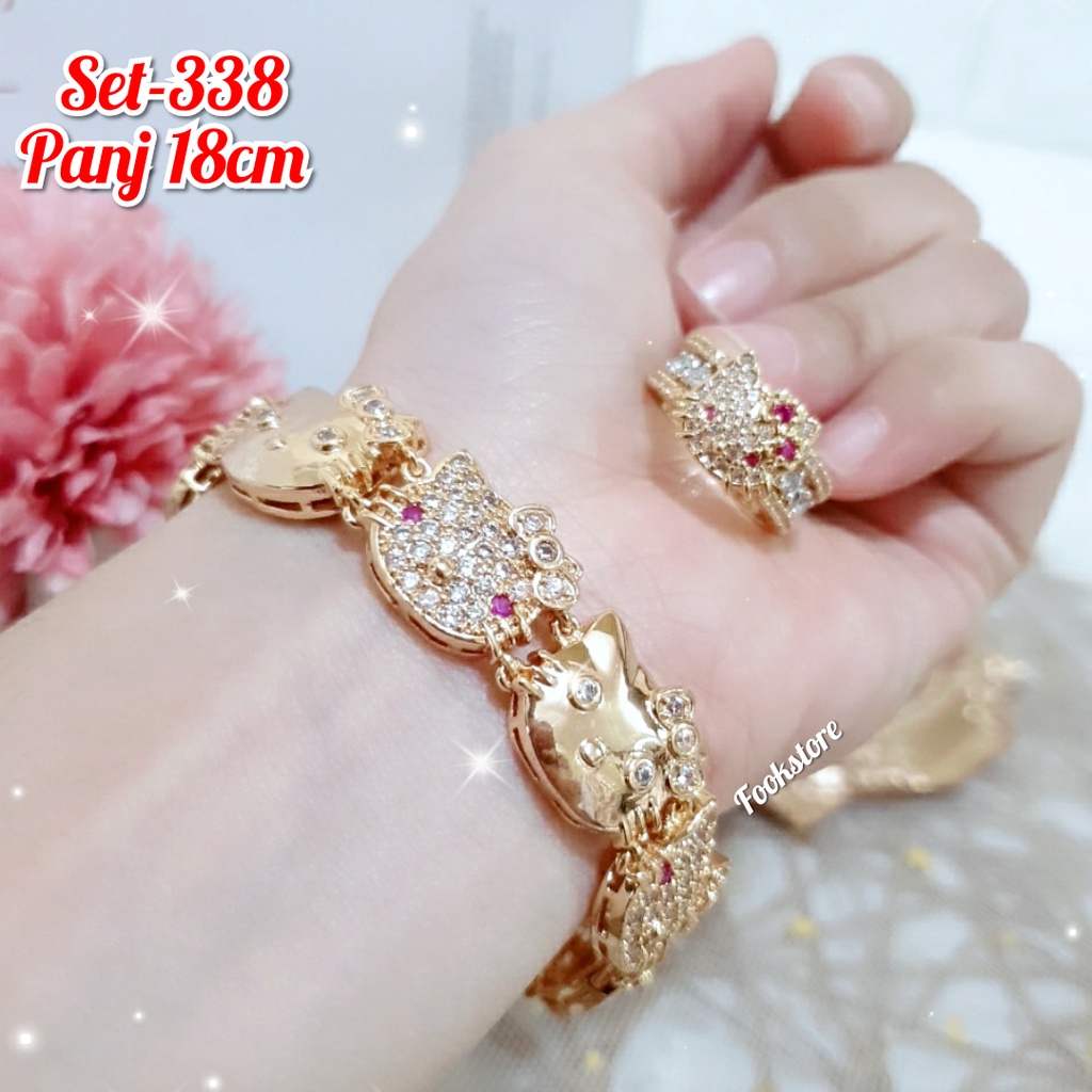 SET PERHIASAN GELANG GRATIS CINCIN CANTIK | GELANG SET AKSESORIS XUPING/COD