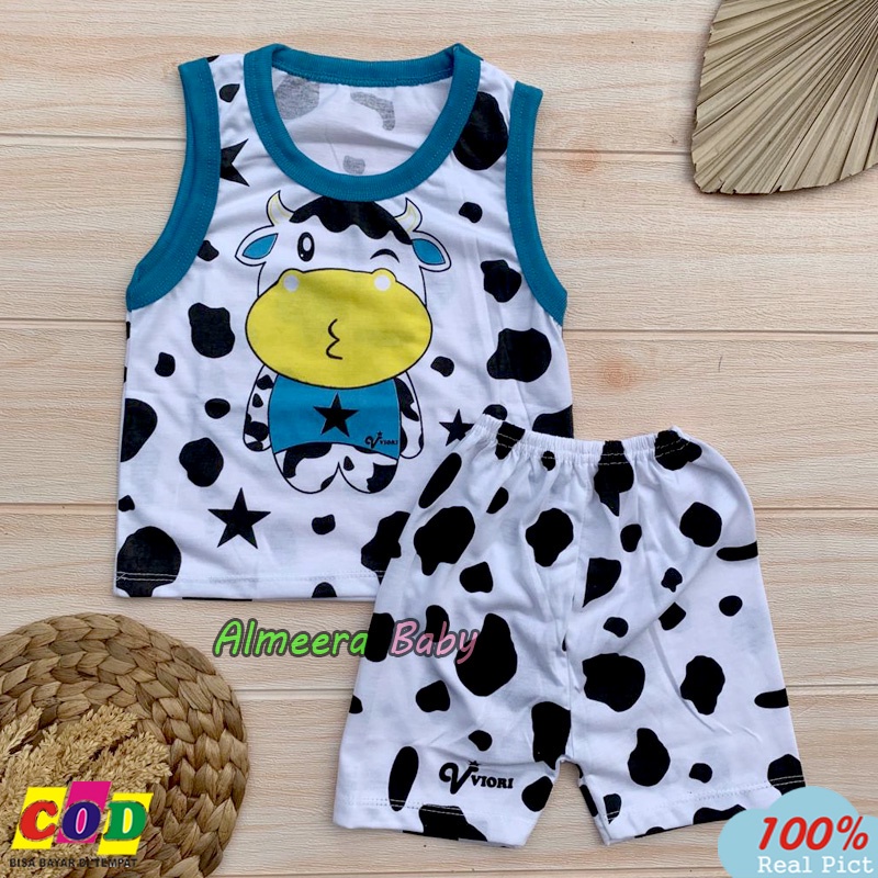 Setelan Baju Bayi Setelan Singlet Bayi Baju Bayi Lengan Kutung Usia 3-12 Bulan Almeera Baby And Kids