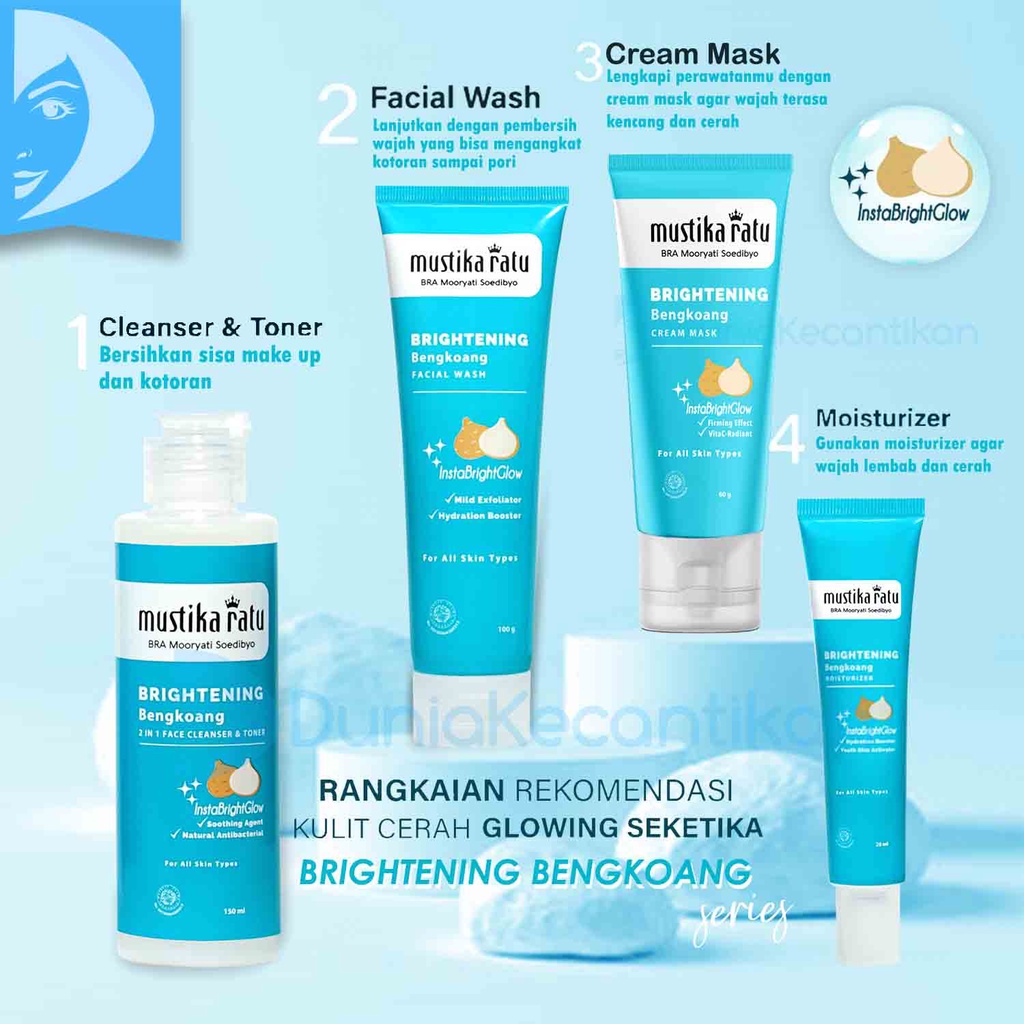 Mustika Ratu Brightening Bengkoang 2 in 1 Facial Cleanser Toner Face Wash Sabun Cuci Muka Cream Masker Bengkoang Moisturizer Pelembab Wajah MustikaRatu