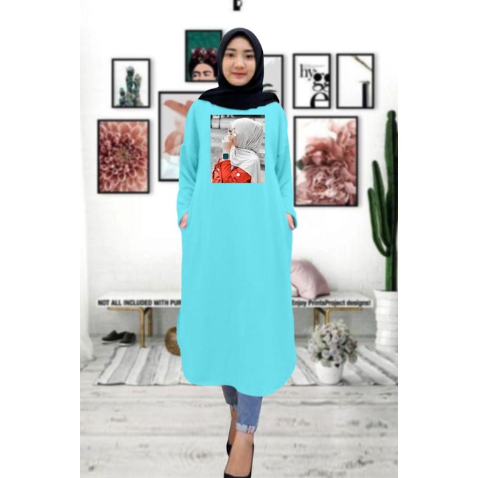 Tunik wanita DTF HIJAB RED/ tunik murah / tunik kekinian / tunik panjang / tunik import / tunik jumbo