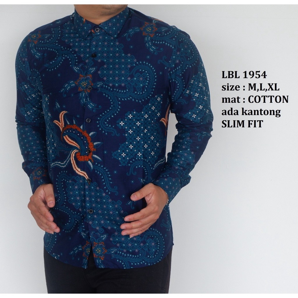 KEMEJA BATIK PRIA SLIM FIT LENGAN PANJANG BAJU BATIK PRIA LBL1954