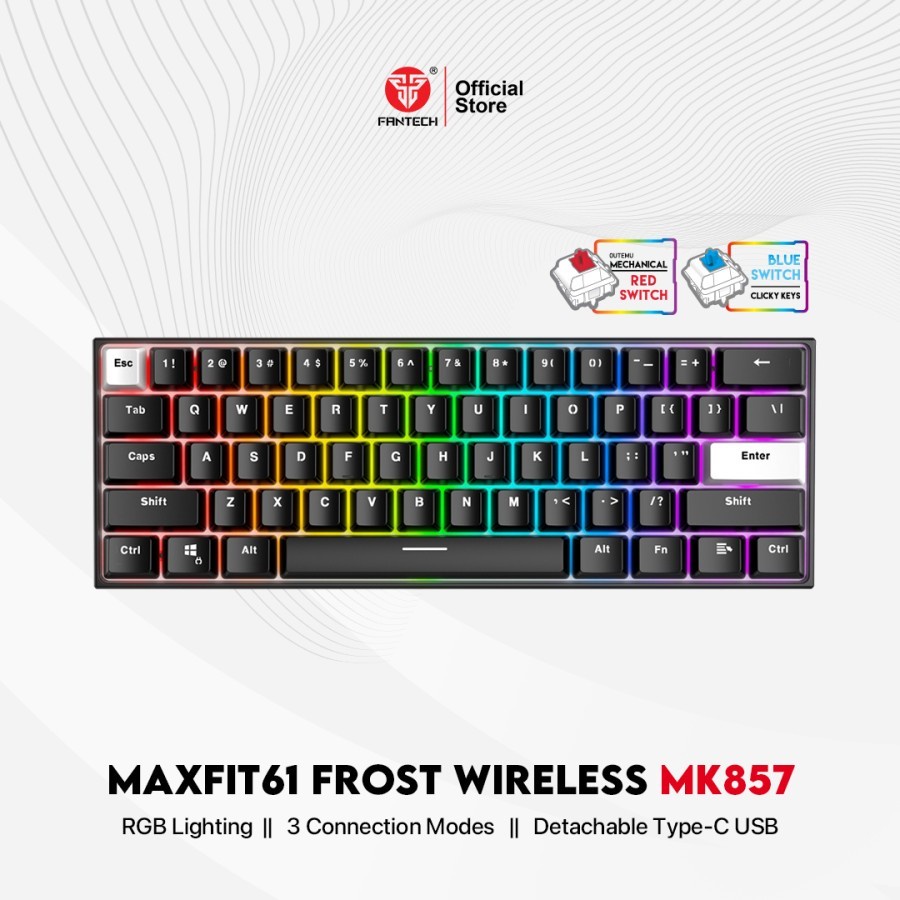 Keyboard Gaming FANTECH MAXFIT61 MK857 Frost Wireless RGB | ITECHBALI