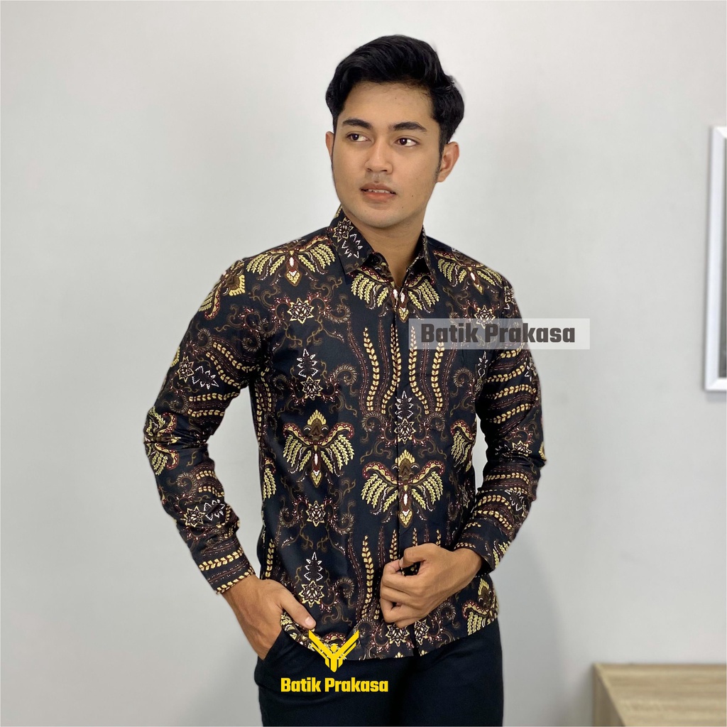 Kemeja Batik Pria Prakasa Motif Bagaspati Slimfit Lengan Panjang Batik Solo