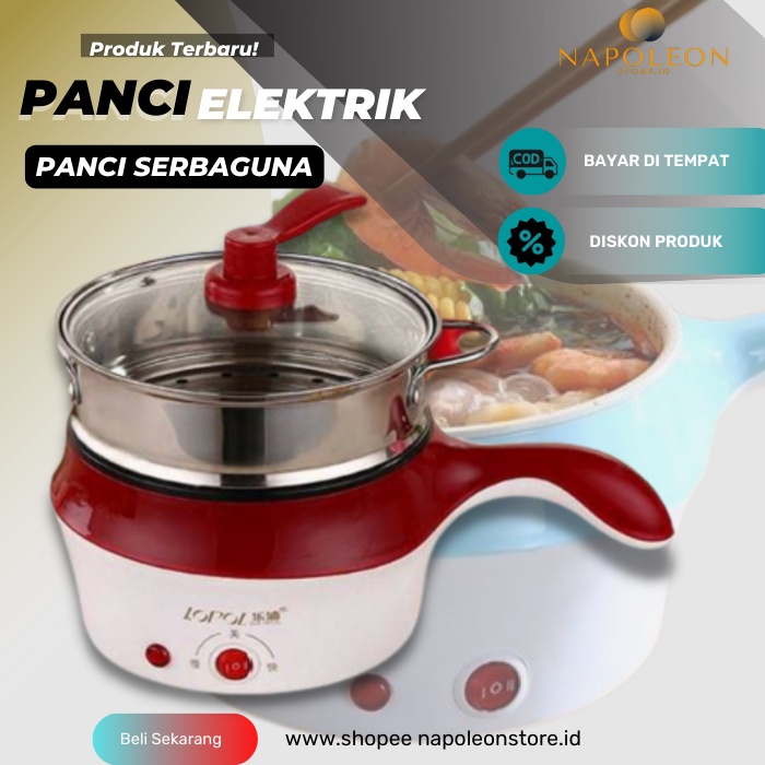 Panci Elektrik Serbaguna Pan Fry Panci Listrik Multifungsi Portable Low Watt Kukus Goreng Alat Masak