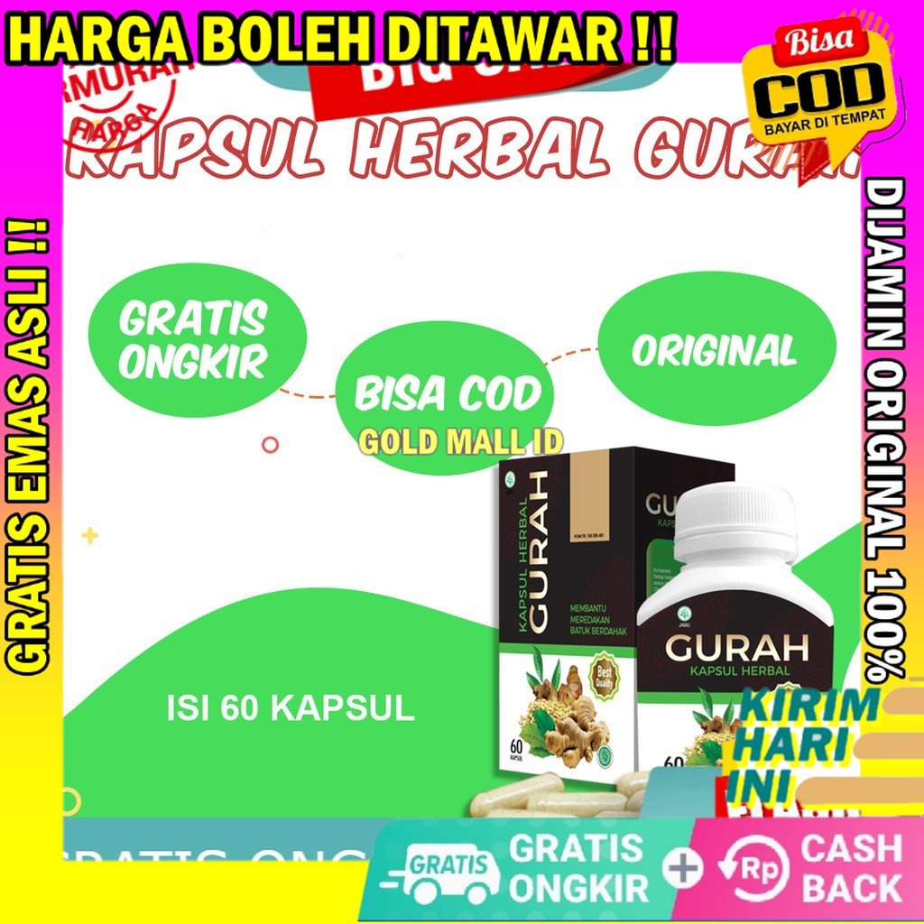 Jual Gratis Ongkir Kapsul Herbal Gurah Untuk Masalah Paru Paru Batuk Berdahak Sesak Nafas Tidur 5889