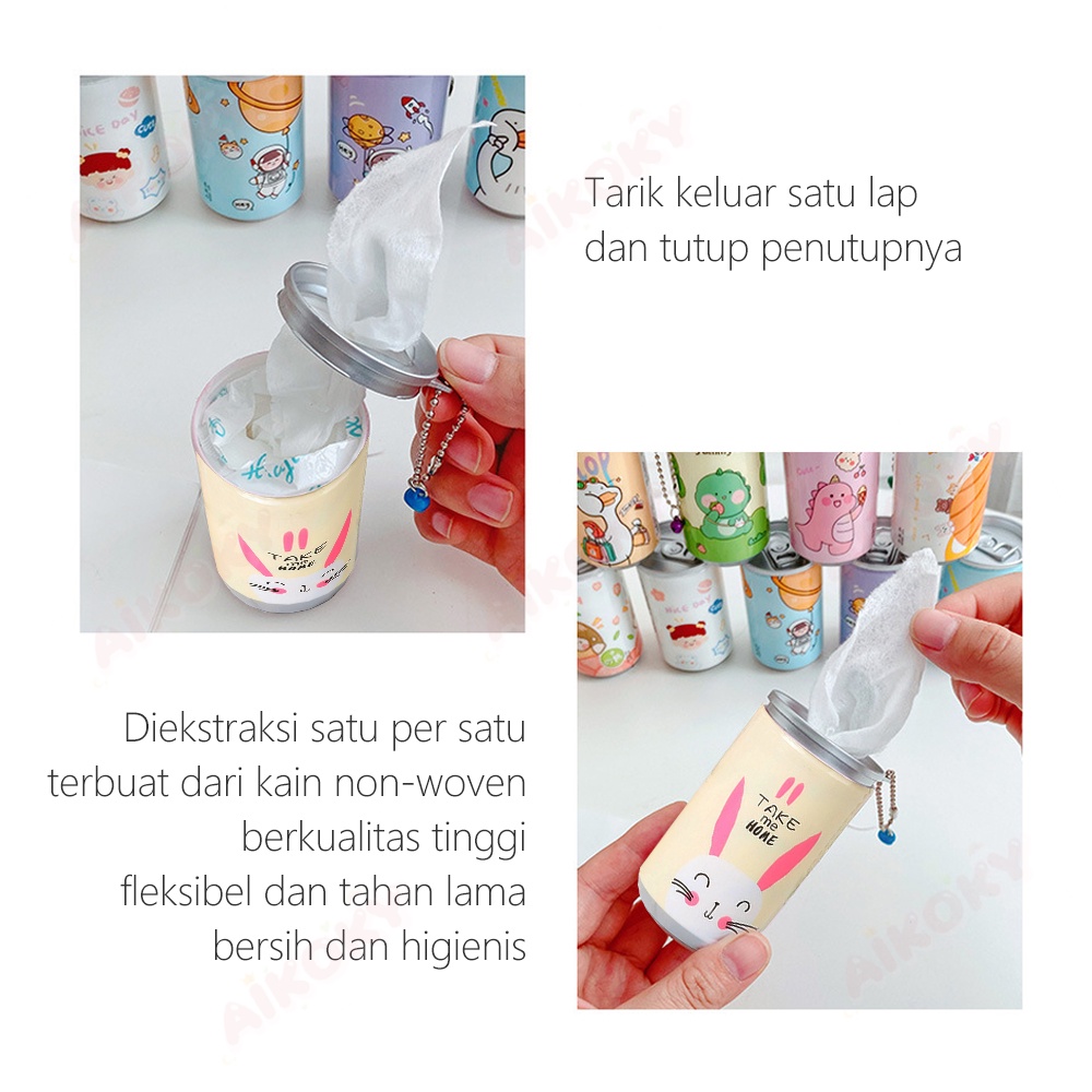 AIKOKY Tisu basah kaleng isi 30 lembar/Tissue Basah Portable/Barrel Wet Wipes