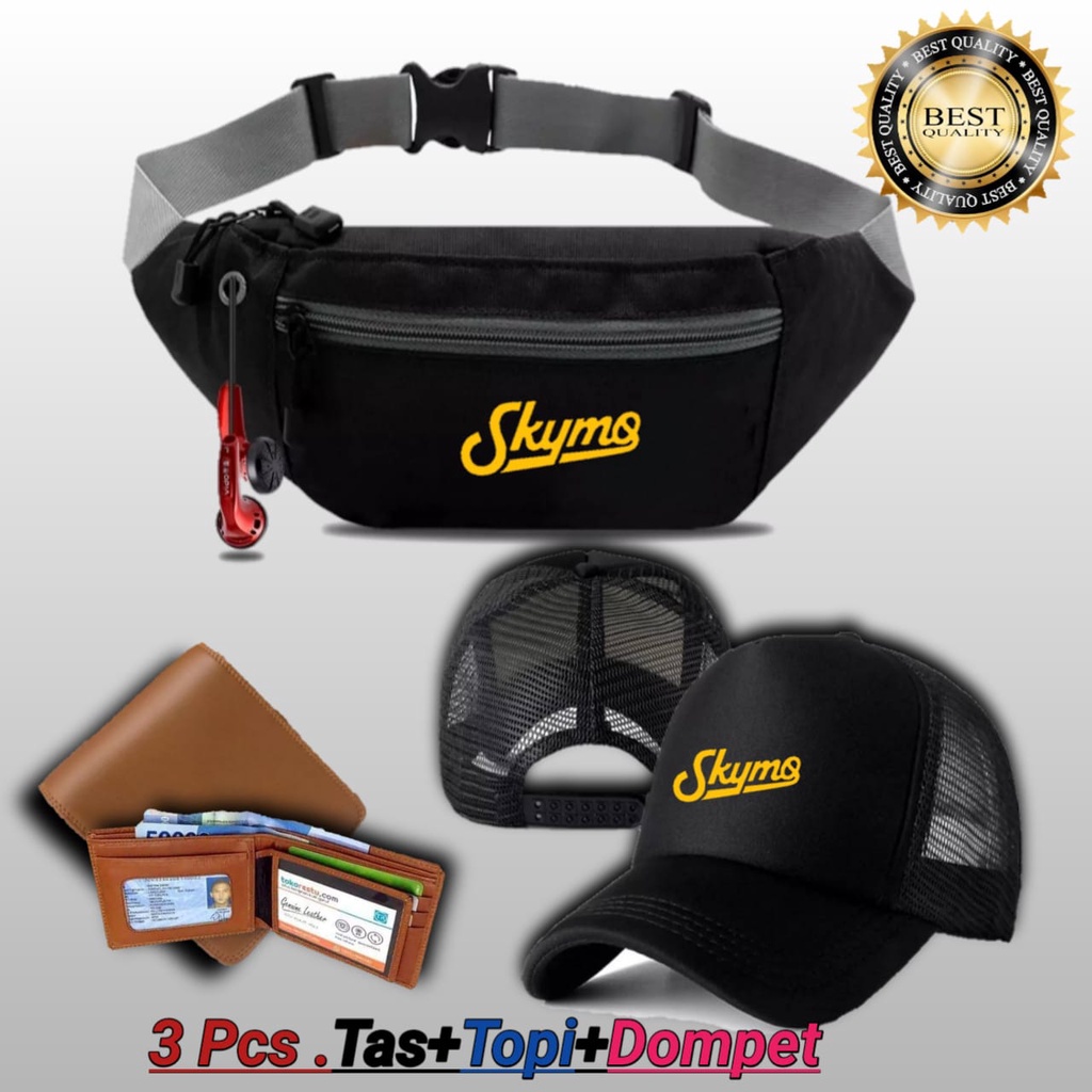 Tas Selempang Slempang Pria Skymo satu paket Topi  snapback Dan Dompet pria COD Bayar di tempat