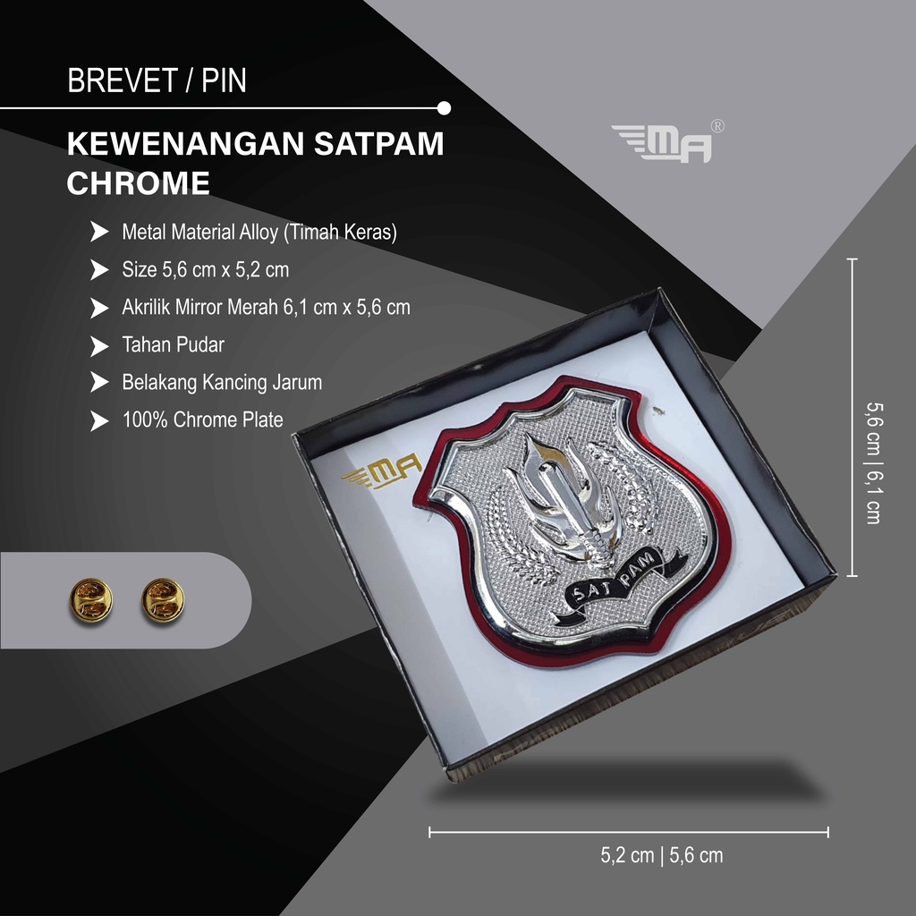 PIN KEWENANGAN SATPAM CHROME BREVET KEWENANGAN SATPAM CHROME BRIVET WING
