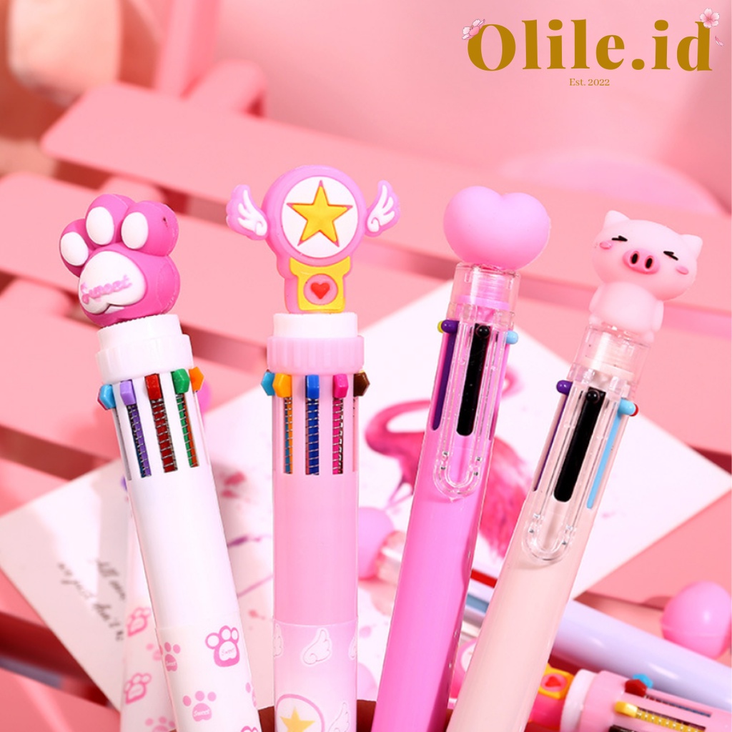 

Pulpen 10 Warna kepala Paw Pena Ballpoint