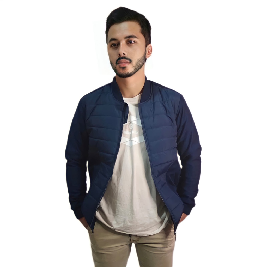 [GARMOST] JAKET BISBOL TERBARU FLEECE PARASUT POLYESTER NAVY BLUE